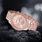 Gosasa Luxury Unisex Crystal Diamond Watches Quartz Digital Calendar Rose Gold Silver Stainless Steel Watch - Image 5
